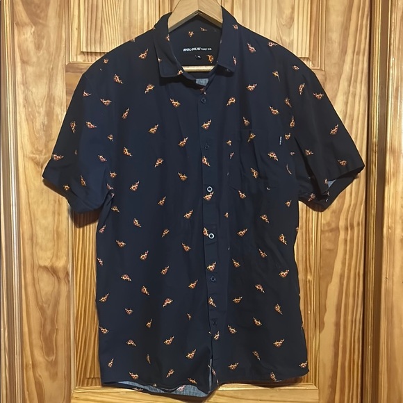 Molokai Surf Co NEW Men's Size XL Dark Blue Pizza Print Button Down Shirt - Picture 1 of 8